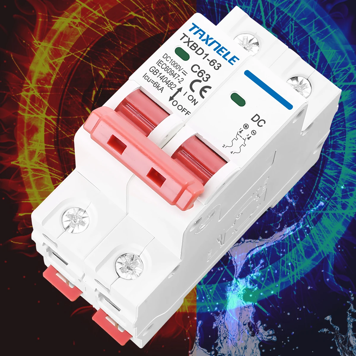 Мини-выключатель солнечной батареи 2P 1000 В постоянного тока 6a 10A 16a 20A 25A 32A 40A 50A 63a MCB