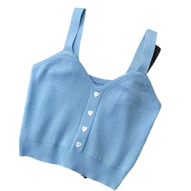 Летний вязаный укороченный свитер жилеты Женский трикотажный жилет без рукавов