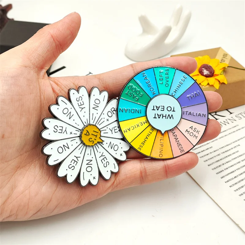 

New Design Multicolor Mental State Brooch for Women Unisex Round Enamel Emotional Turntable Badge Pin Accessories Jewelry Gift