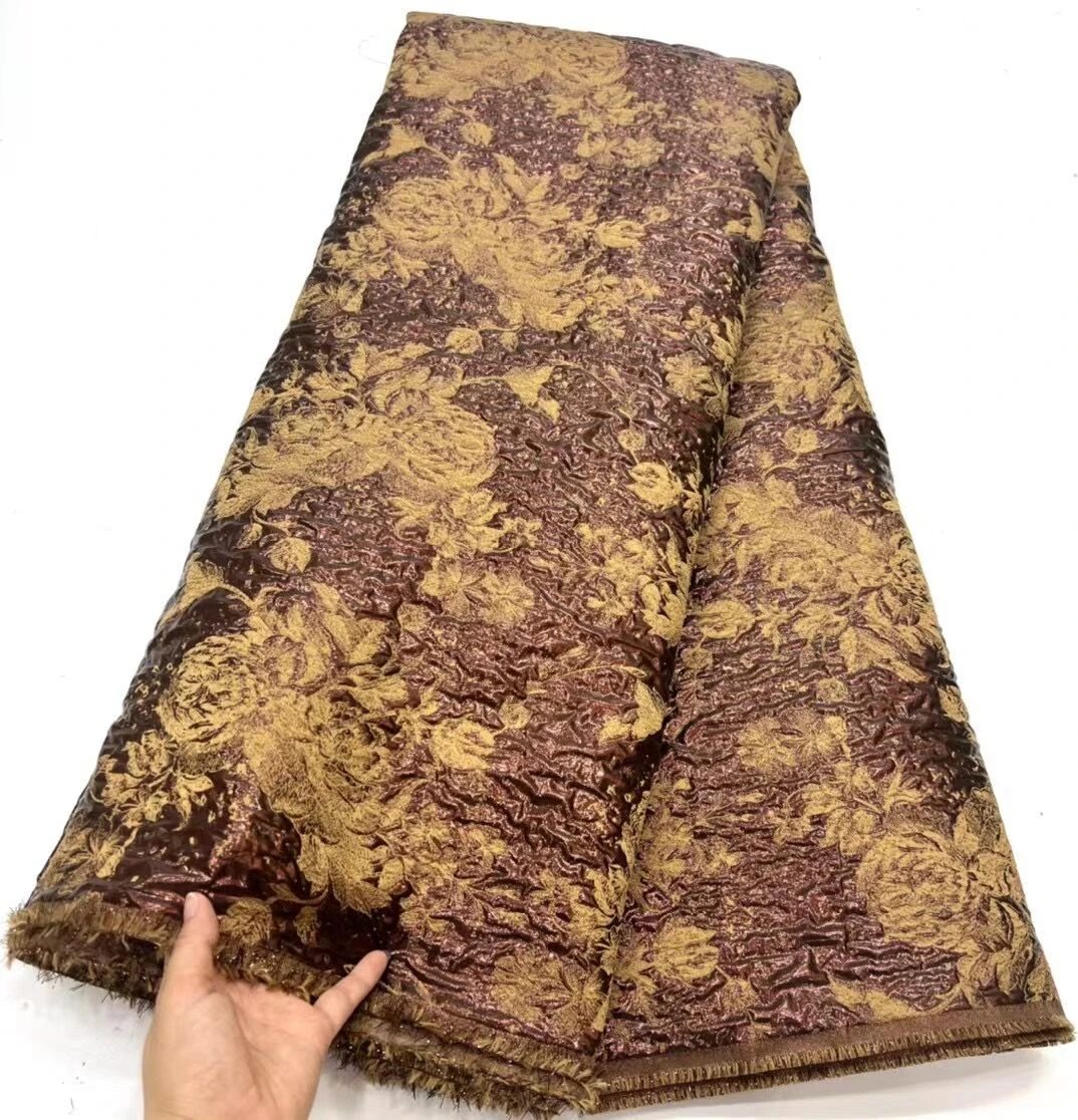 

2024High Quality African Nigerian Tulle Lace Fabric Organza Embroidery Guipure Party Gown Dress Brocade Jacquard Wedding 5Yard