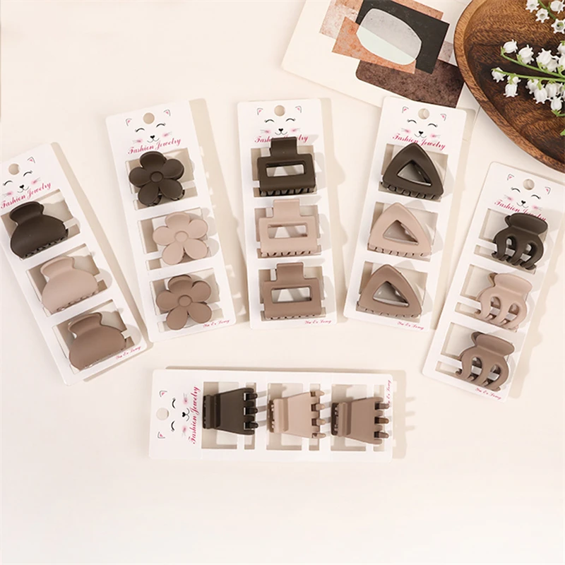 

3Pcs/set Fashion Geometry Matte Small Hair Claw Clip Women Girls Crab Barrette Girl Accessories Headwear Hair Claw Wholesale