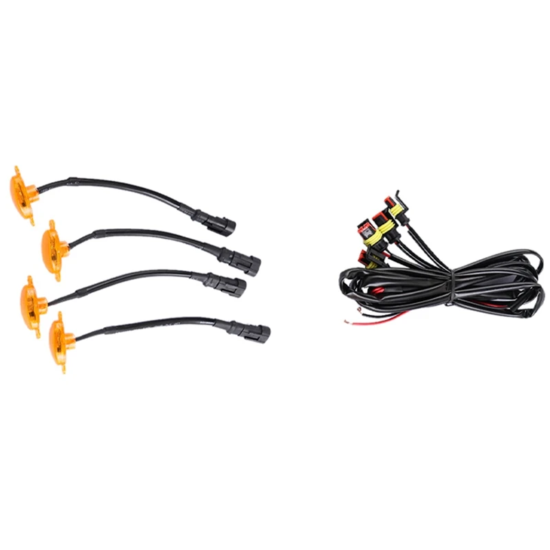 

16X [ Plug & PLAY ] Car LED Front Grille Smoked Amber Light Daytime Running Lights Lamp For Universal Pickup SUV Truck