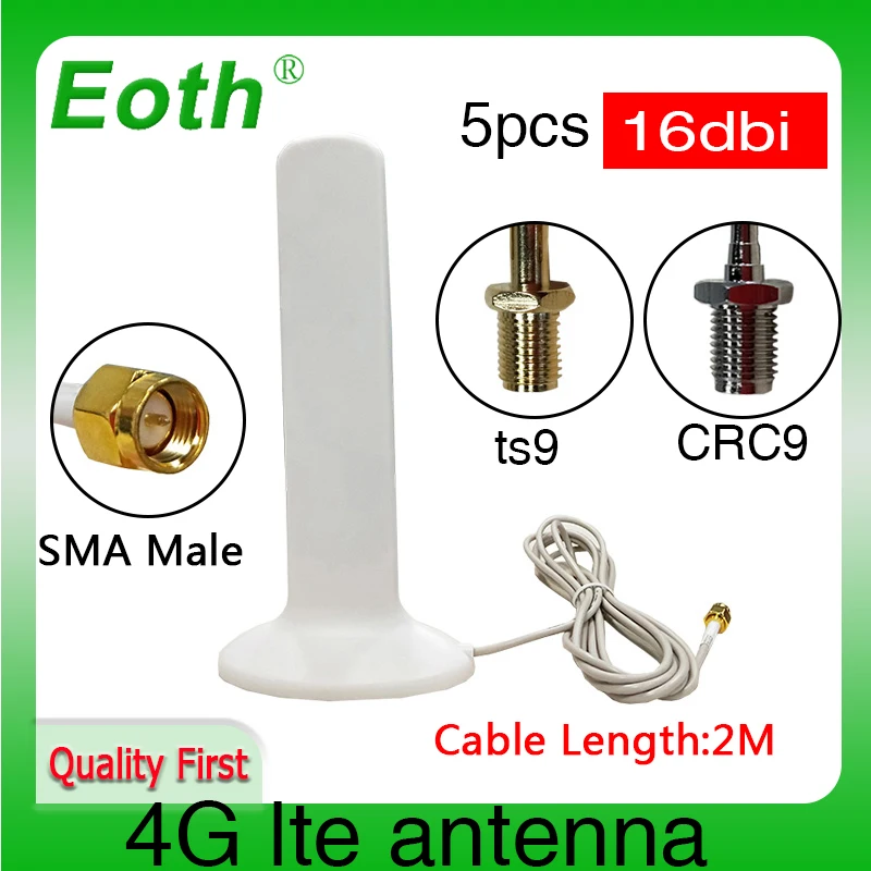 

Eoth 5pcs 4G lte antenna 16dbi SMA Male Connector Plug antenne router 21cm ipex 1 SMA female pigtail Extension Cable