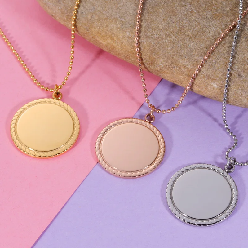 

10pcs/Lot Stainless Steel Round Discs Pendant Necklace Bead Chain For DIY Women Men Lovers Jewelry Gifts