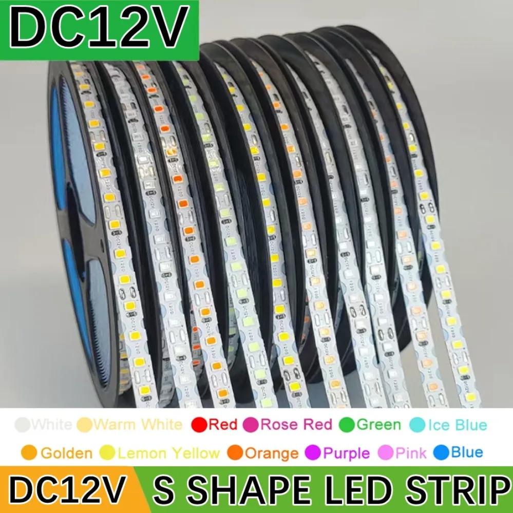 Фото Светодиодная лента S-образной формы 1-50 м, ширина платы 6 мм, 2835SMD, DC12V, 120 светодиодов/м, гибкая, изгибаемая, для самостоятельного изготовления вывесок, букв, неоновых лент №1