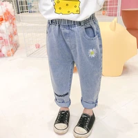 girl leggings kids baby%c2%a0long jean pants trousers 2022 flowers spring autumn toddler outwear cotton comfortable children clothing