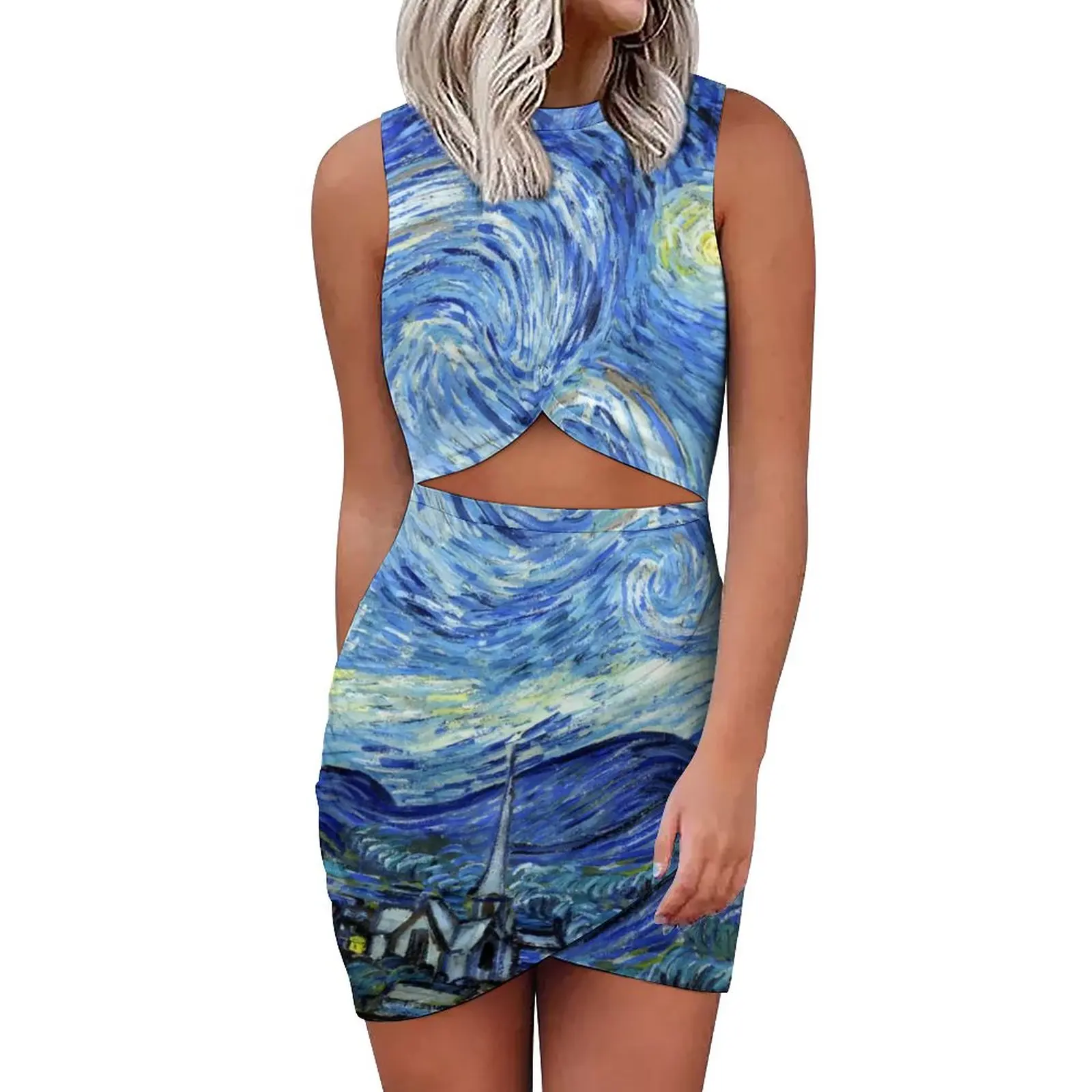 

Платье с абстрактными звездами, облегающее летнее платье в стиле Ван Гога, звездная ночь