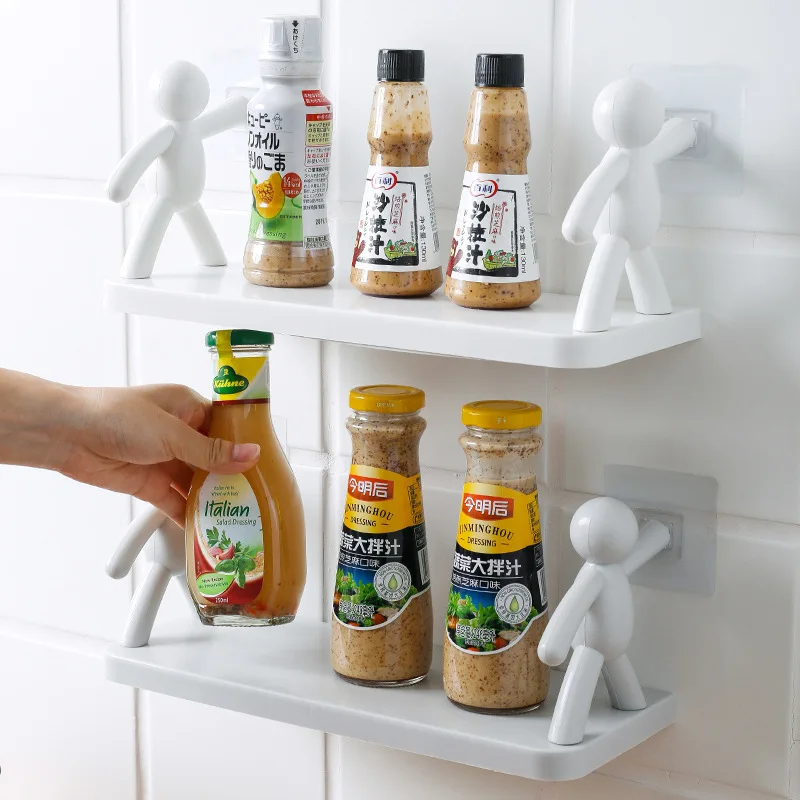 

Wall-Mounted Bathroom Shelf Partition Storage Rack For Cosmetic Kitchen Organizer Plastic Shelf Household Bathroom Accessories