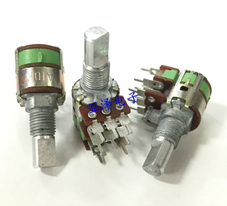 Дуплексный потенциометр RV12GSF и переключатель A10K, осевая длина, 15 мм, переключатель громкости, 2 шт.