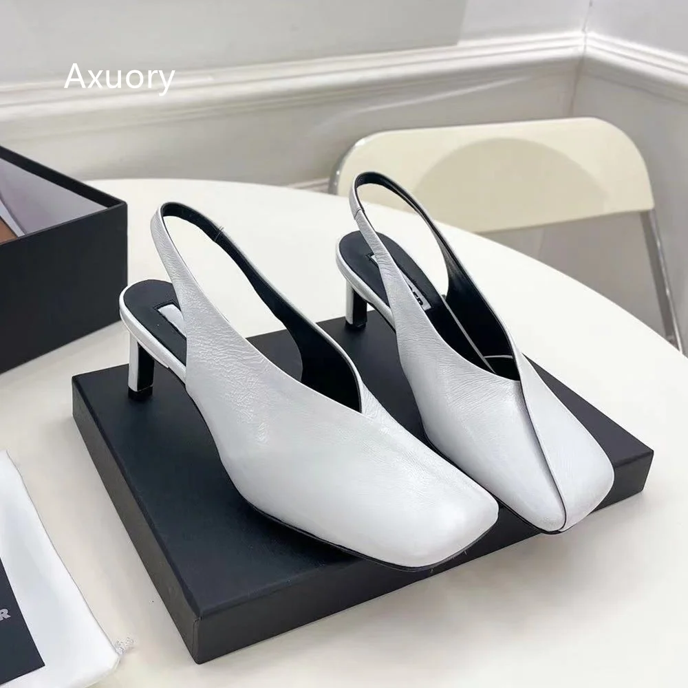2023 Women's Square Toe High Heels Solid Color Sexy high heels Sexy Party Dress Shoes Genuine Leather Fashion Style