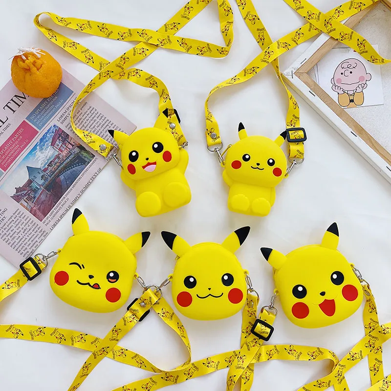 

New Pokemon Cartoon Silicone Zero Wallet One Shoulder Diagonal Bag Animation Picchu Fashion Mini Bag Children's Birthday Gift