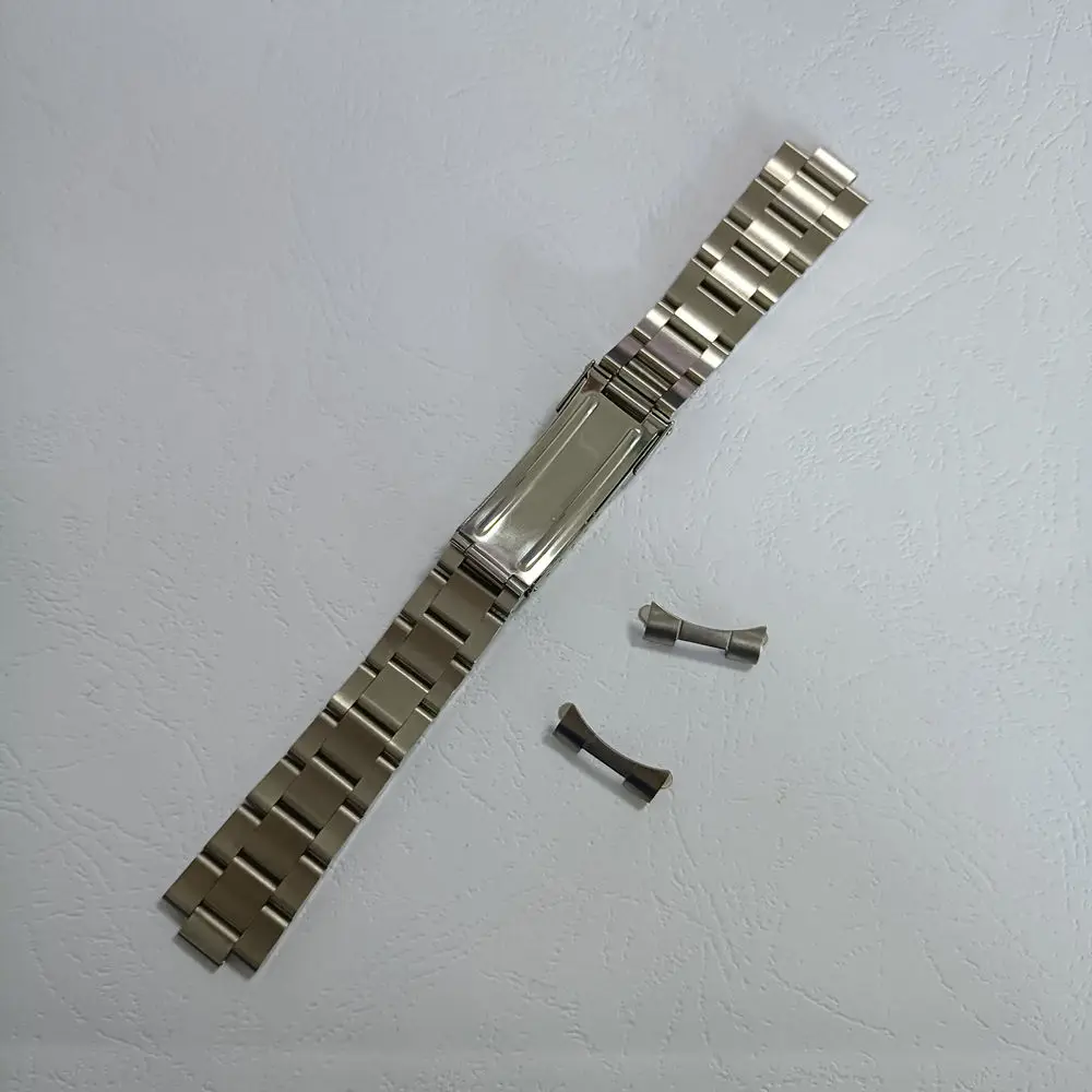 Watch Accessories 20mm Brushed Polish Stainless Steel Oyster Watch Band Curved End Strap Fit For RLX Watch
