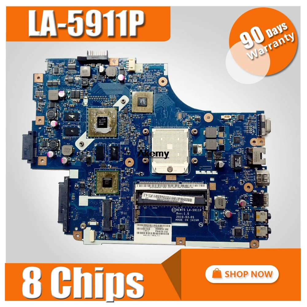 

The laptop motherboard For Acer ASPIRE 5551G 5552G MBR4302001 NEW75 LA-5911P REV:1.0 With graphic card 8 Chips
