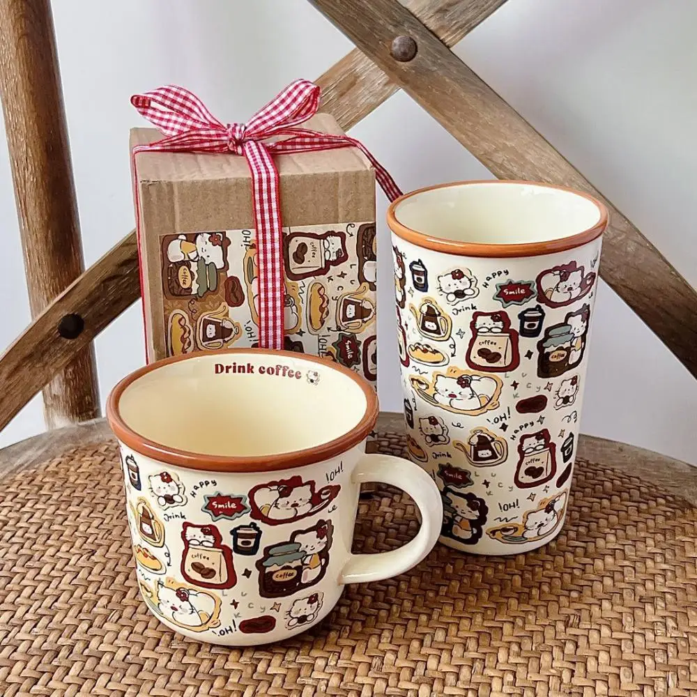 Hello Kitty Anrio Плюшевые Милые Мультяшные милые кружки Hellokitty средневековые стеклянные