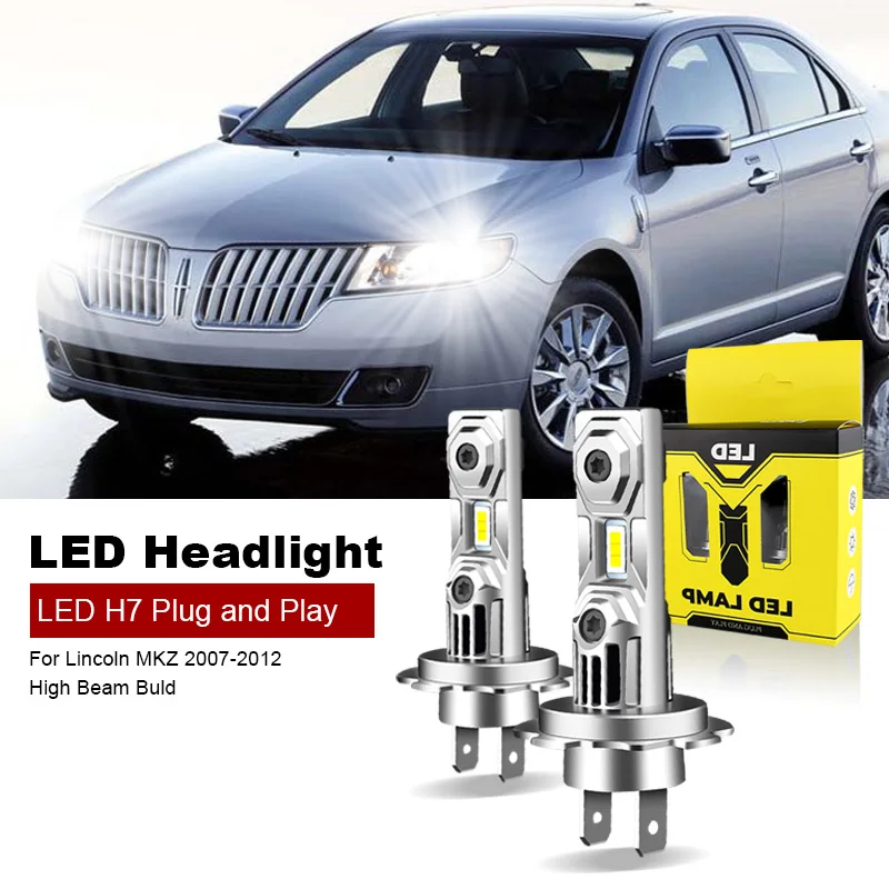 

2 шт. для Lincoln MKZ 2007-2012 Светодиодная лампа дальнего света H7 без вентилятора лампа фары 60 Вт 6000K Plug and Play 12 В H7