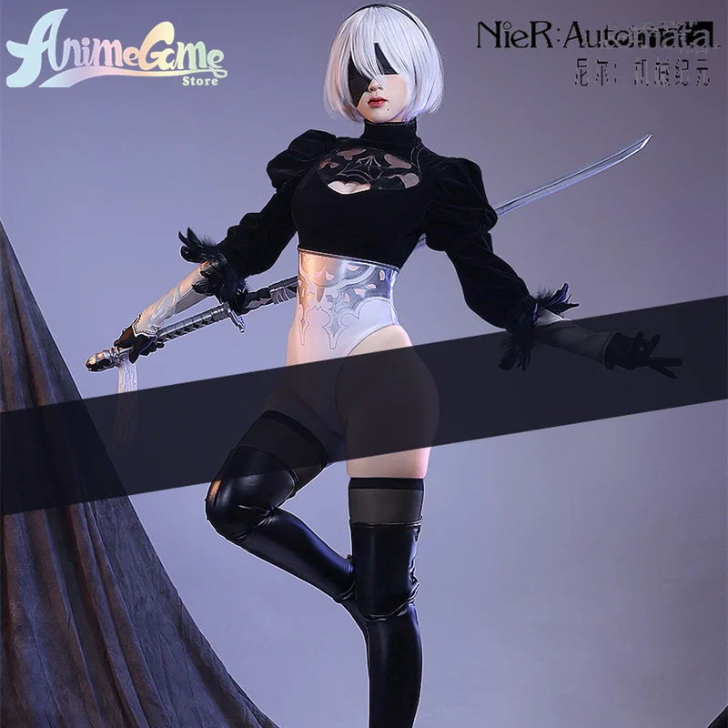 

В наличии, YoRHa No.2, Тип B, игра NieR:Automata 2B, косплей-костюм, Женская сексуальная черная униформа, аниме, карнавал, Женская ролевая игра