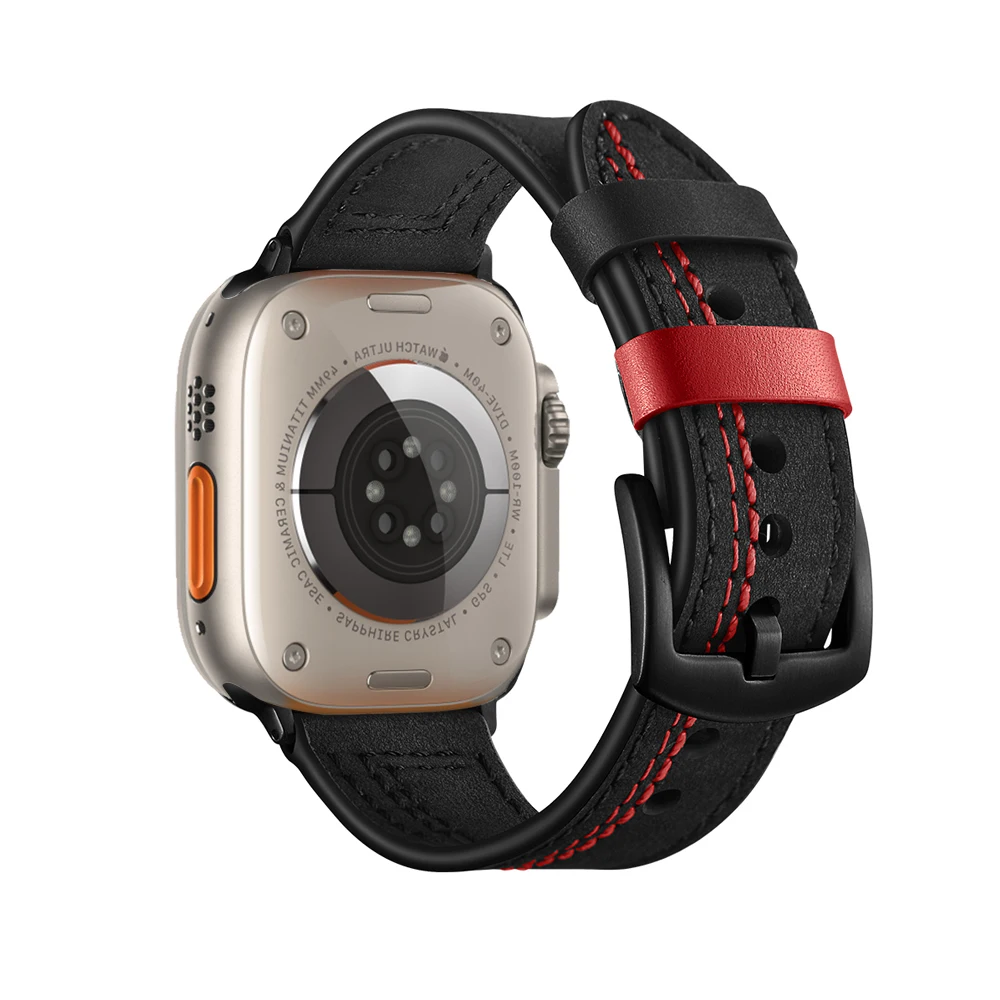 

Leather Strap For Apple Watch band 44mm/40mm correa 42mm/38mm Retro belt smart loop bracelet iwatch serie 8 7 6 5 4 3 Se 41 45mm