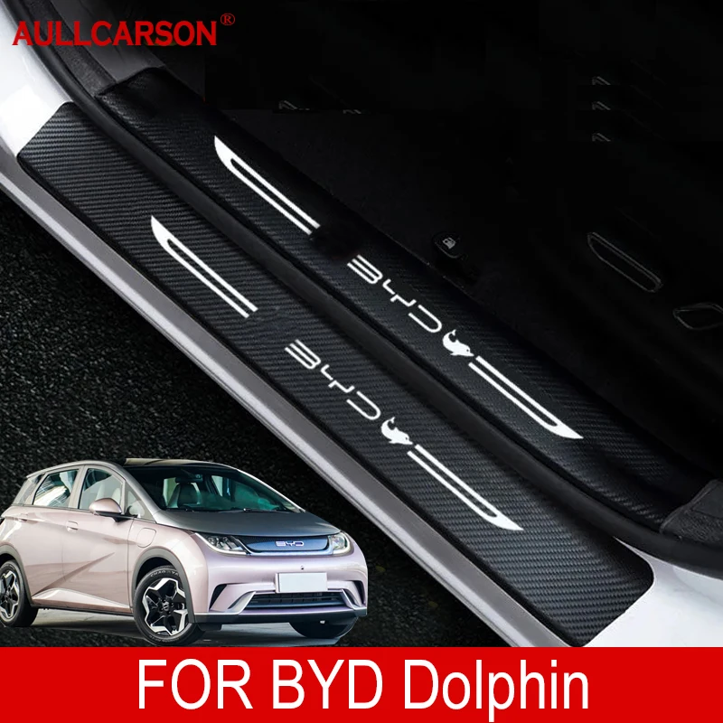 Кожаные наклейки на порог автомобильной двери для BYD Dolphin EV 2024 2023 защитная
