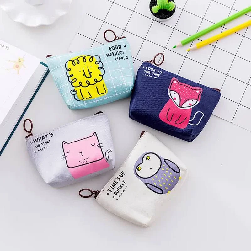 

Cute Cartoon Animal Coin Purse Women Mini Canvas Card Holder Small Wallet Pouch Daily Storage Bag Kawaii Girls PVC Purse Clutch