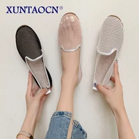 ladies leisure breathable mesh sandals womens daily transparent shallow flat shoes summer walking non slip loafers size 35 40