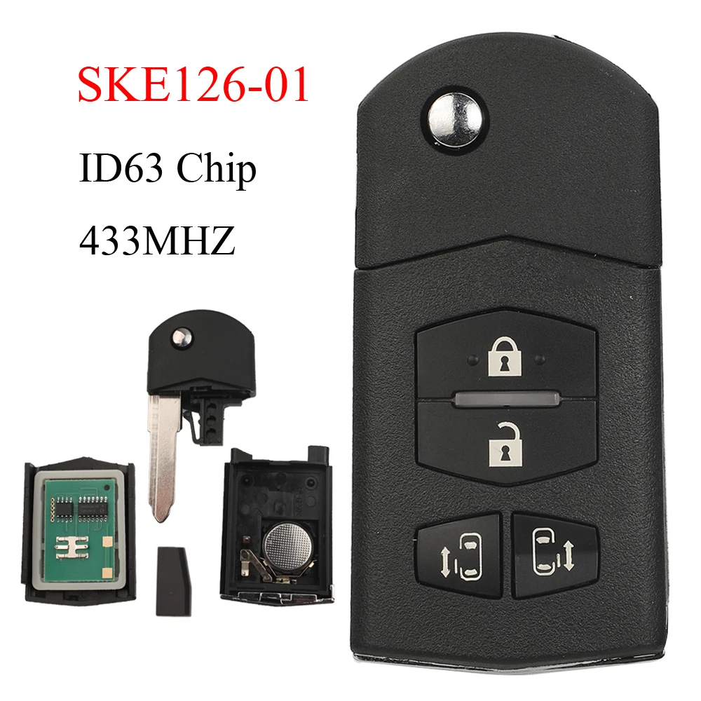 Jingyuqin 4BTN SKE126-01 433 МГц ID63 чип удаленный автомобильный ключ для MAZDA 2 M2 Demio 3 M3 Axela 5 M5