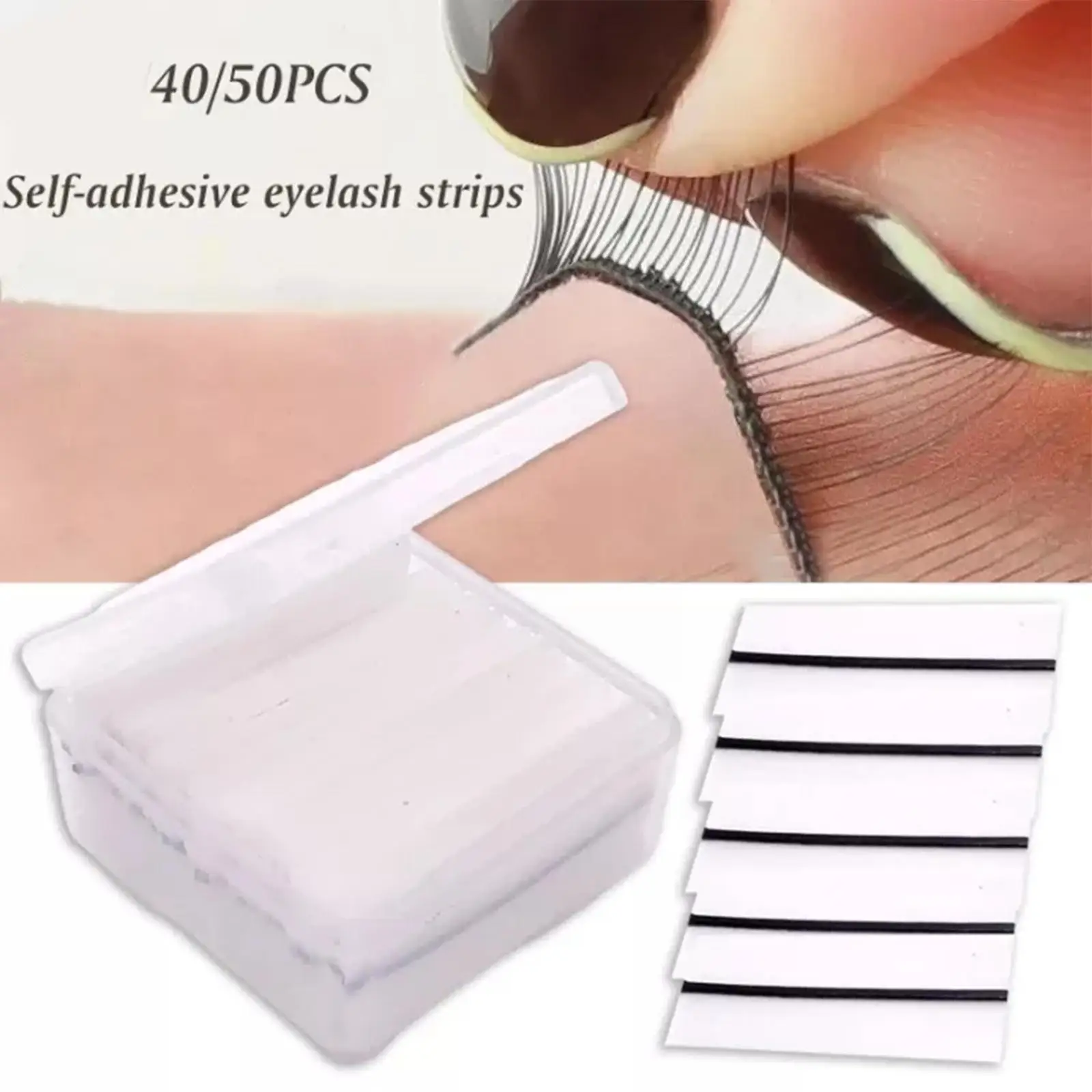 

Self-adhesive Eyelash Strips Glueless Eyelashes Natural Slender Eyelash False Strip and Reusable Waterproof Extension Eyela X4P5