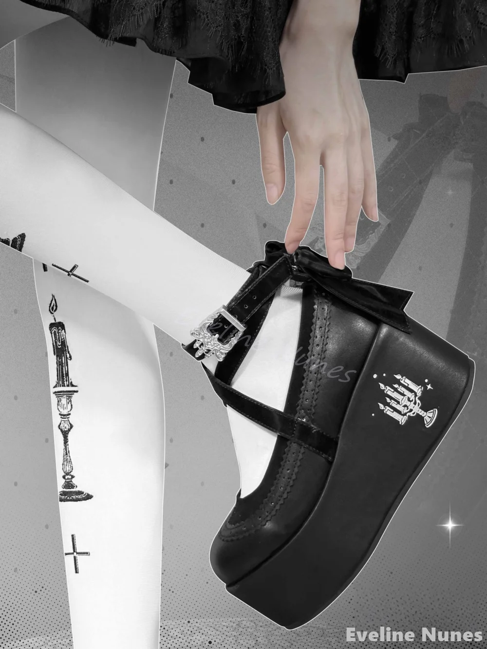 Witch Dinner Series Туфли Мэри Джейн на платформе Женские туфли с узлом-бабочкой круглым