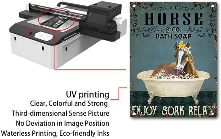 Жестяной плакат с рисунком лошади и наслаждайтесь искусством холст туалет