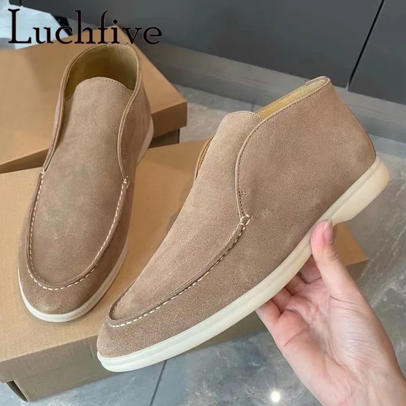 Лоферы женские замшевые с круглым носком брендовые дизайнерские лоферы плоская