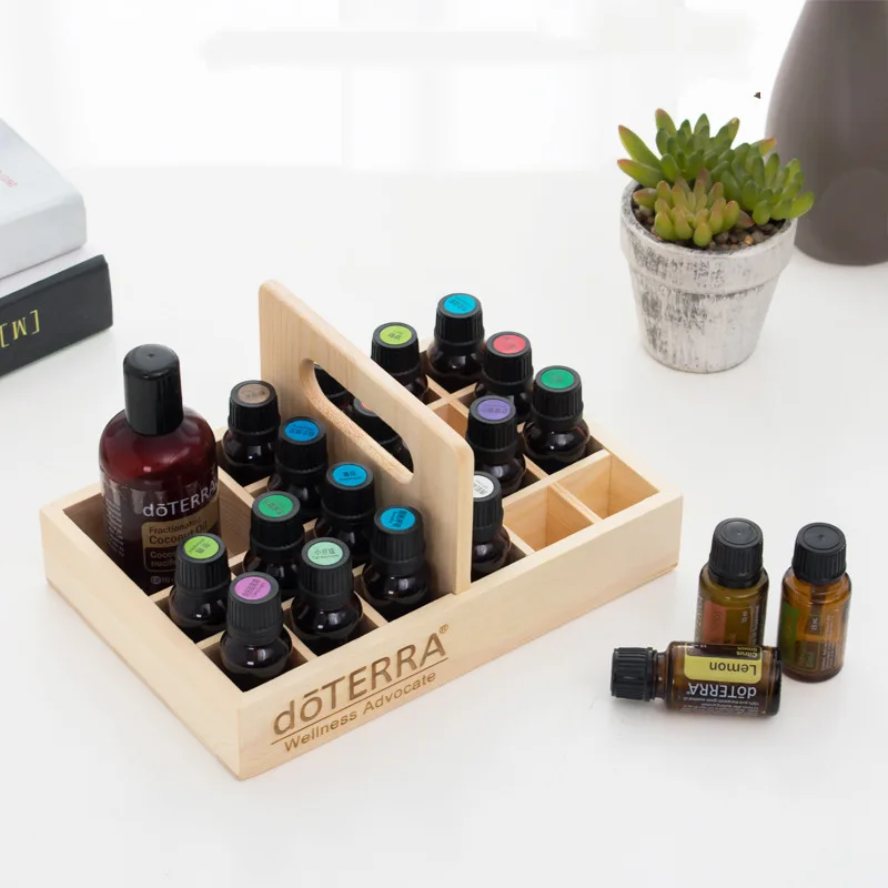 

For doTerra 21 Slots Essential Oil Wooden Storage Box Carry Organizer Essential Oil Bottles Aromatherapy Container Case