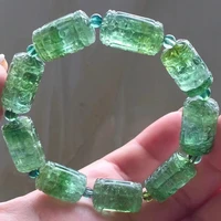 natural green tourmaline bracelet carved clear barrel beads 1117mm big green apple tourmaline women men jewelry aaaaaaa