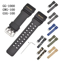 silicone watch strap for casio gg 1000 gwg 100 gsg 100 replacement resin wrist band men sport waterproof bracelet accessories