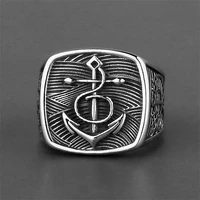 vintage 316l stainless steel viking anchor ring for men boy viking viking rings fashion biker amulet jewelry gift dropshipping