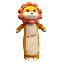new kawaii long body smile lion chick plush toy stuffed soft animal husky dog pillow sleeping cushion for kids birthday gift
