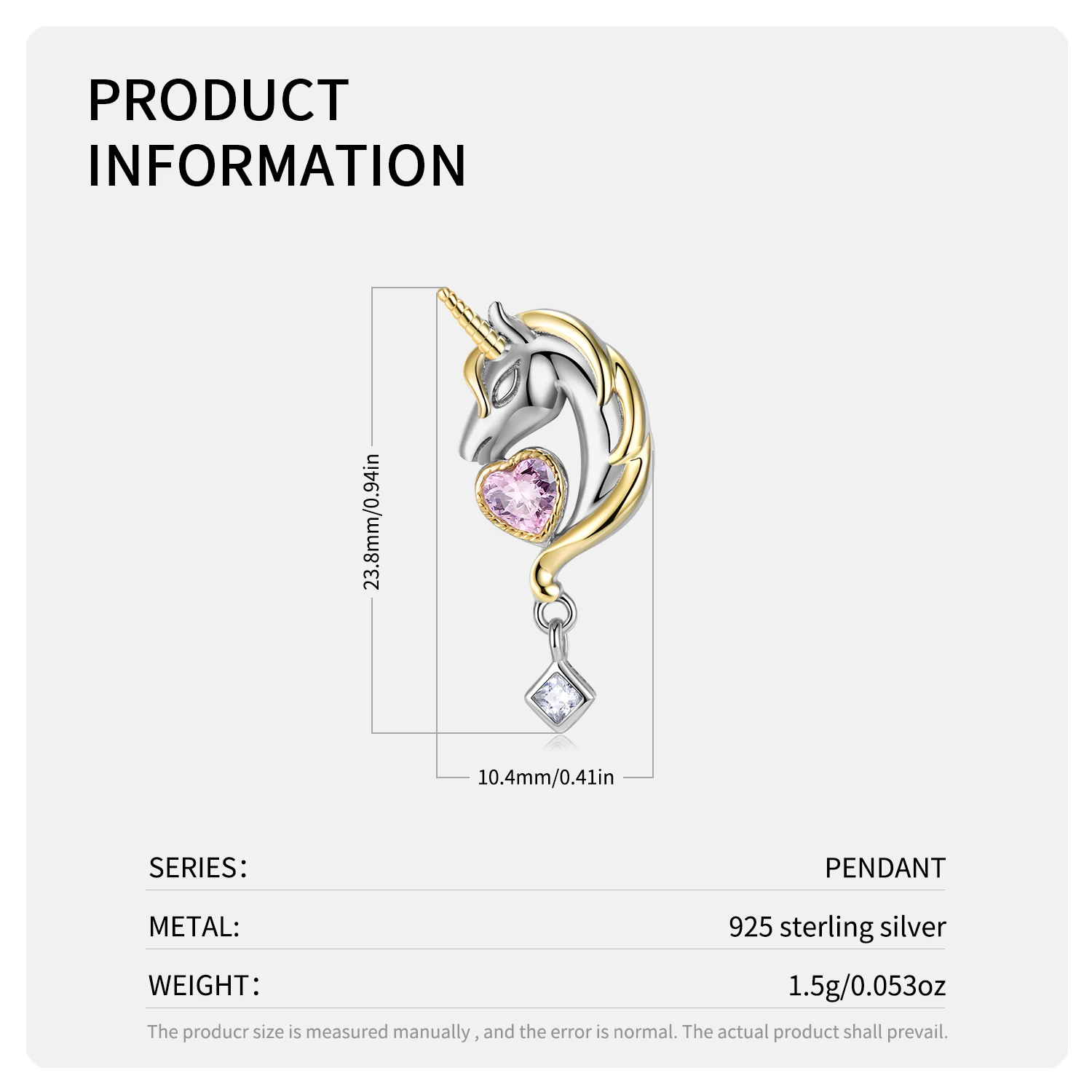 OGULEE 2022 новые подарки подлинное розовое сердце Единорог фантазия кулон 925