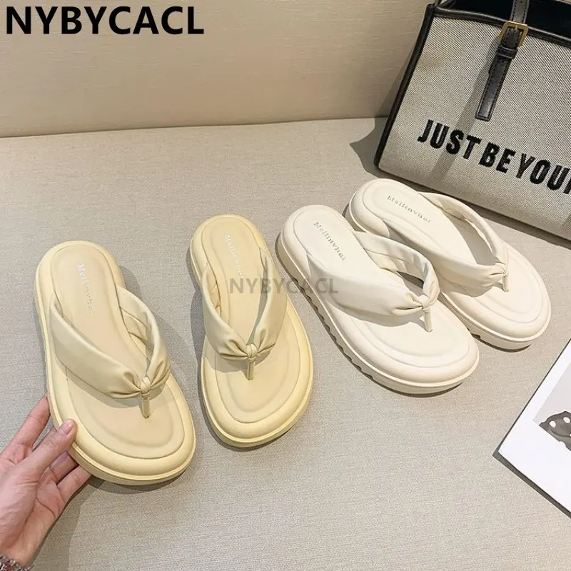 Summer Platform Women Slippers Clip Toe Slip On Shoes Ladies Fashion Female Outdoor Party Slides White sandalias mujer New