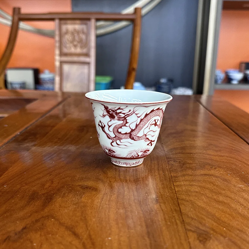 Деревянная печь ручной работы Цзиндэчжэнь красная и розовая чайная чашка Гавань