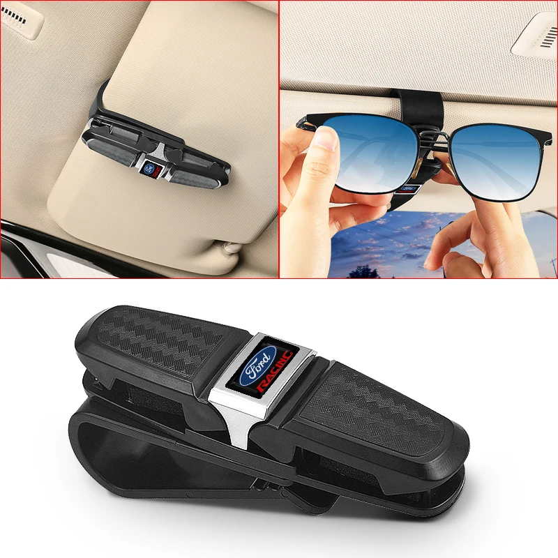 

Sun Visor Car Glasses Clip Sunglasses Holder Cases Fastener for Ford Escape Kuga Mondeo Ecosport Fiesta Focus 2 3 MK1 MK2