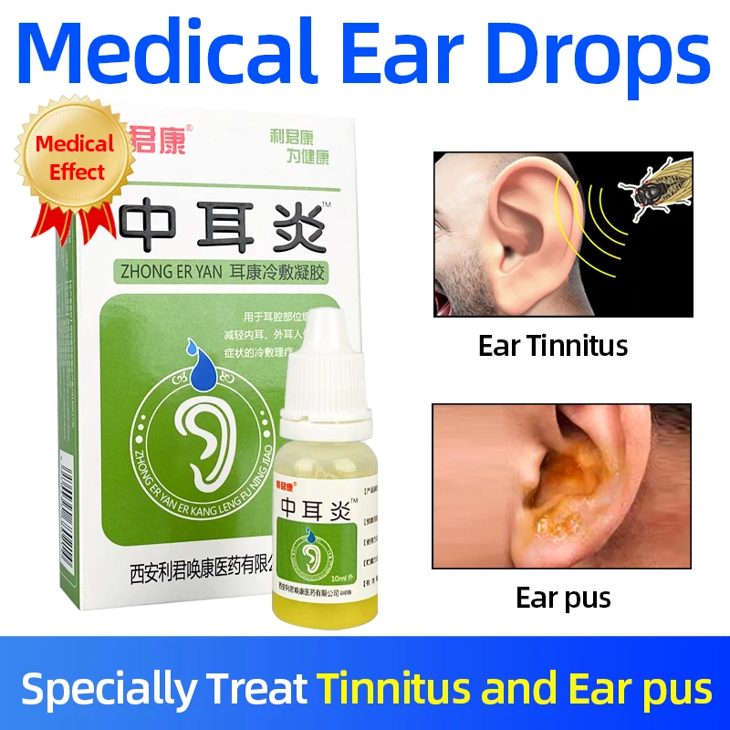 Tratamiento de gotas para los oídos, eliminador de cera para aliviar el dolor de oído, picor, inflamación del oído agudo y crónico, 10ml