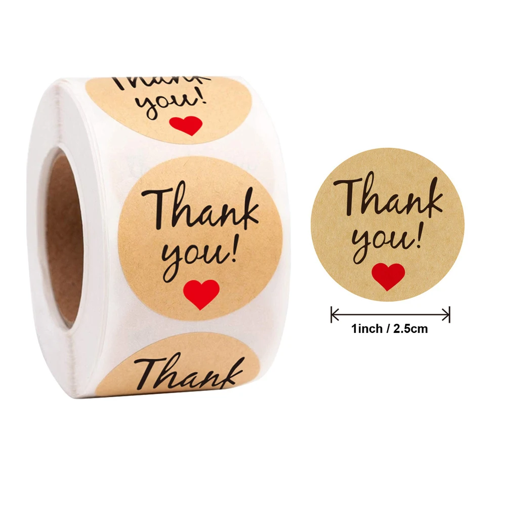 

500pcs Thank You Kraft Paper Stickers Adhesive Labels Baking 25mm Handmade Wedding Gift decoration party decoration Stickers