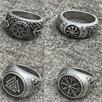 slavic kolovrat symbol nordic runes valknut vegvisir scandinavian viking ring mens signet rings