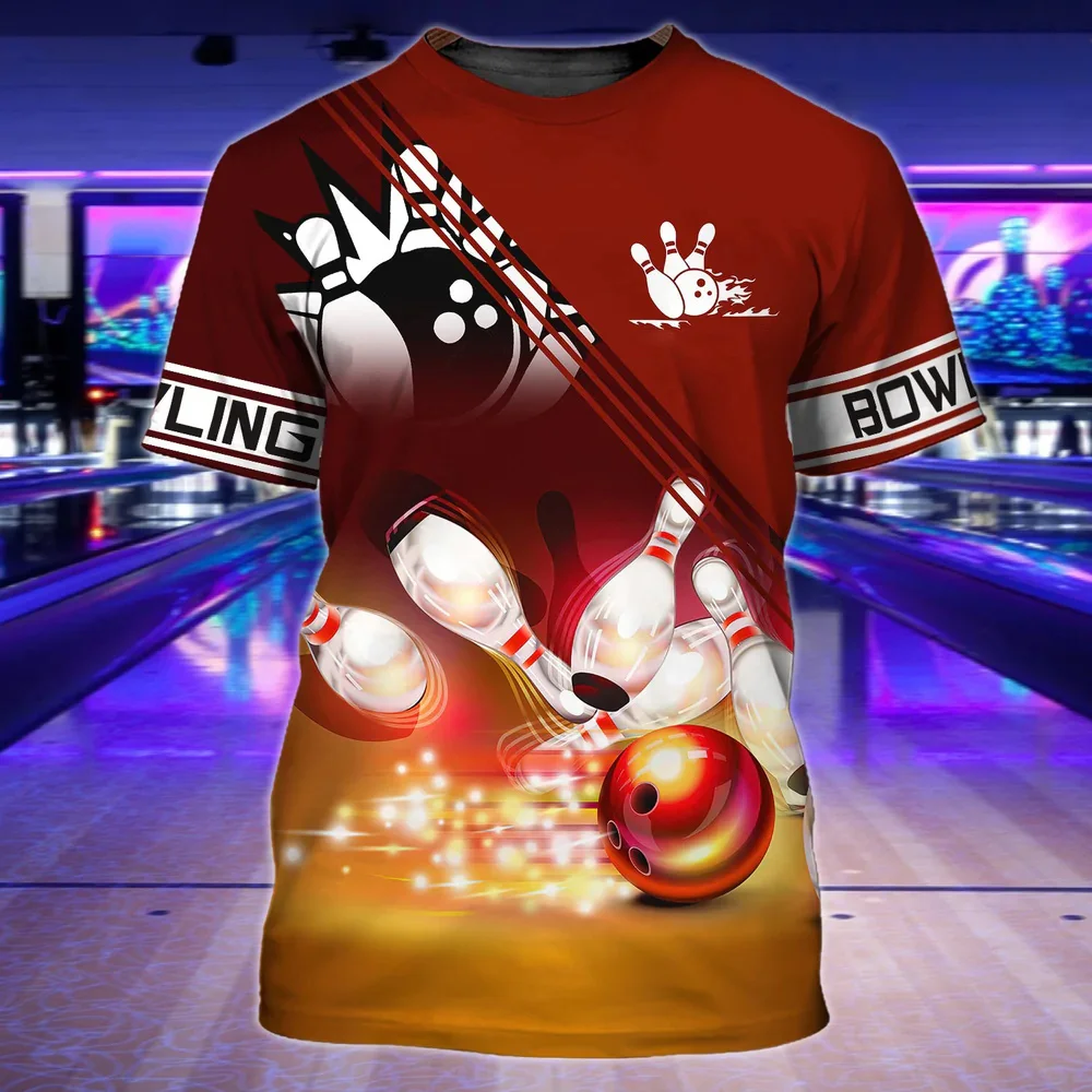 

2023 New Bowling T-shirt Cartoon Print Street Fashion Sweatshirt O-Neck Short Sleeve Casual T-shirt Extra Large Unisex Clothing