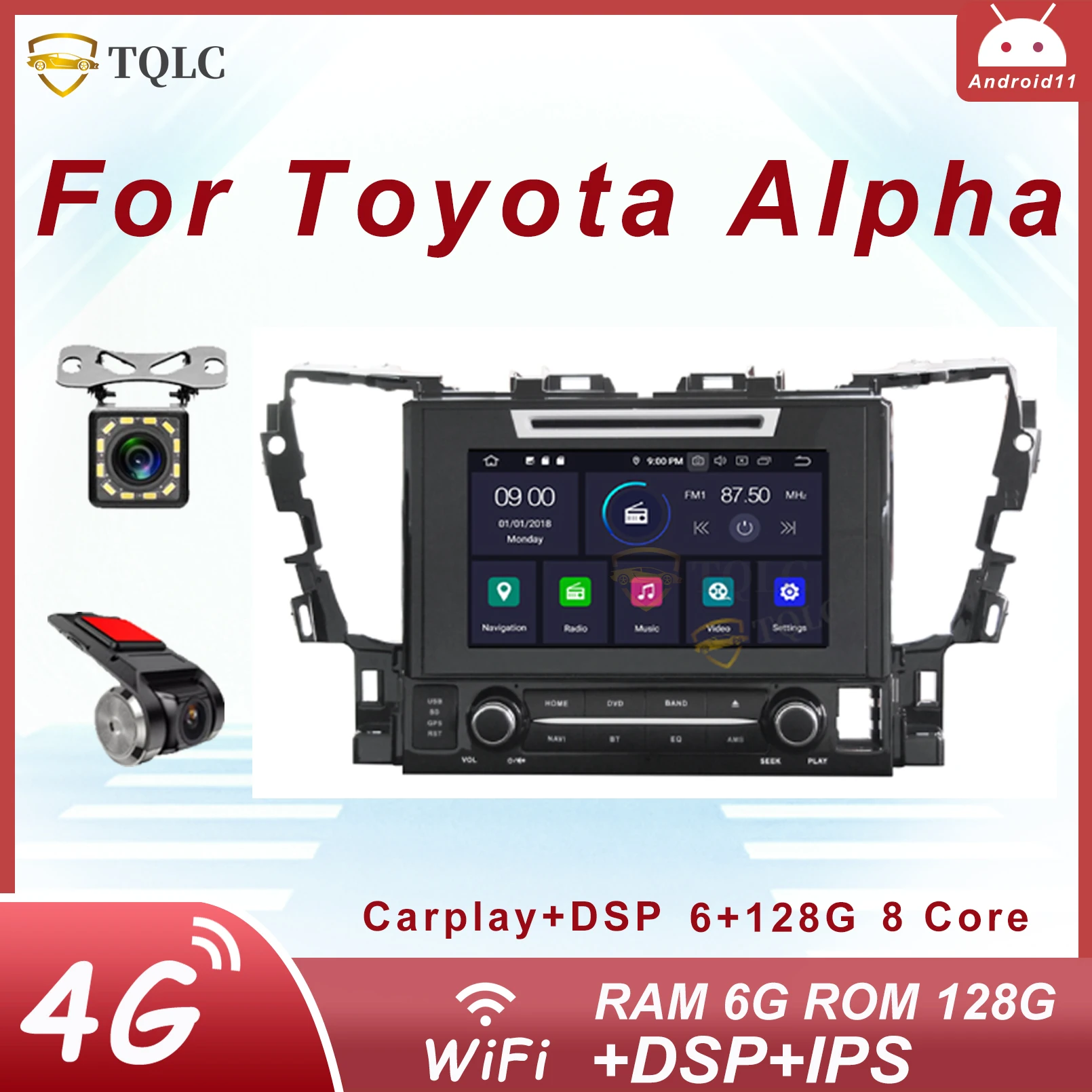 

2 Din Car Radio Android 11 Player GPS Stereo Receiver For Toyota Alpha 9 Inch Car Radio Carplay Car Multimedia Player Autoradio