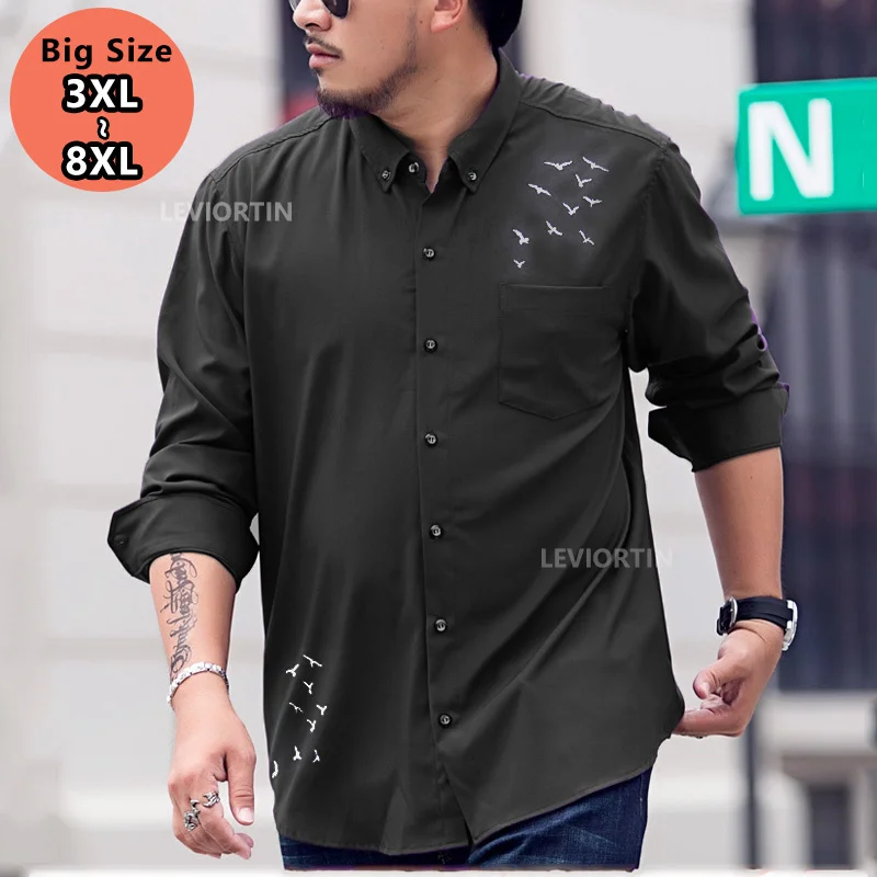 

Fashion Shirts For Men Long Sleeve 2023 Spring Luxury Clothes Designers High Quality Big Size Camisa Social Masculina Black
