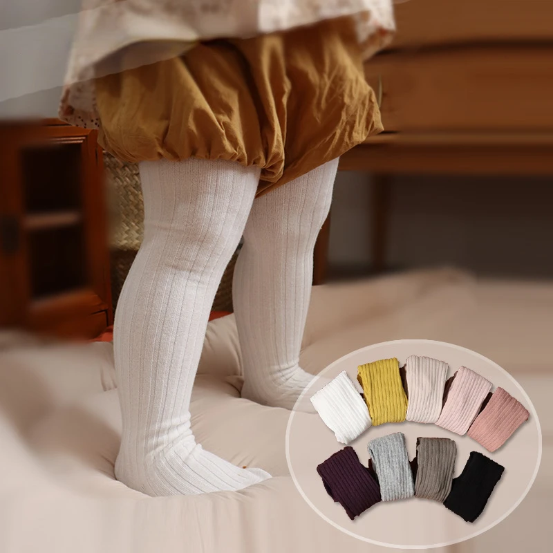 

Колготки для маленьких девочек, детские хлопковые колготки, леггинсы в полоску для малышей, сезон весна-осень 2022, Детская однотонная одежда