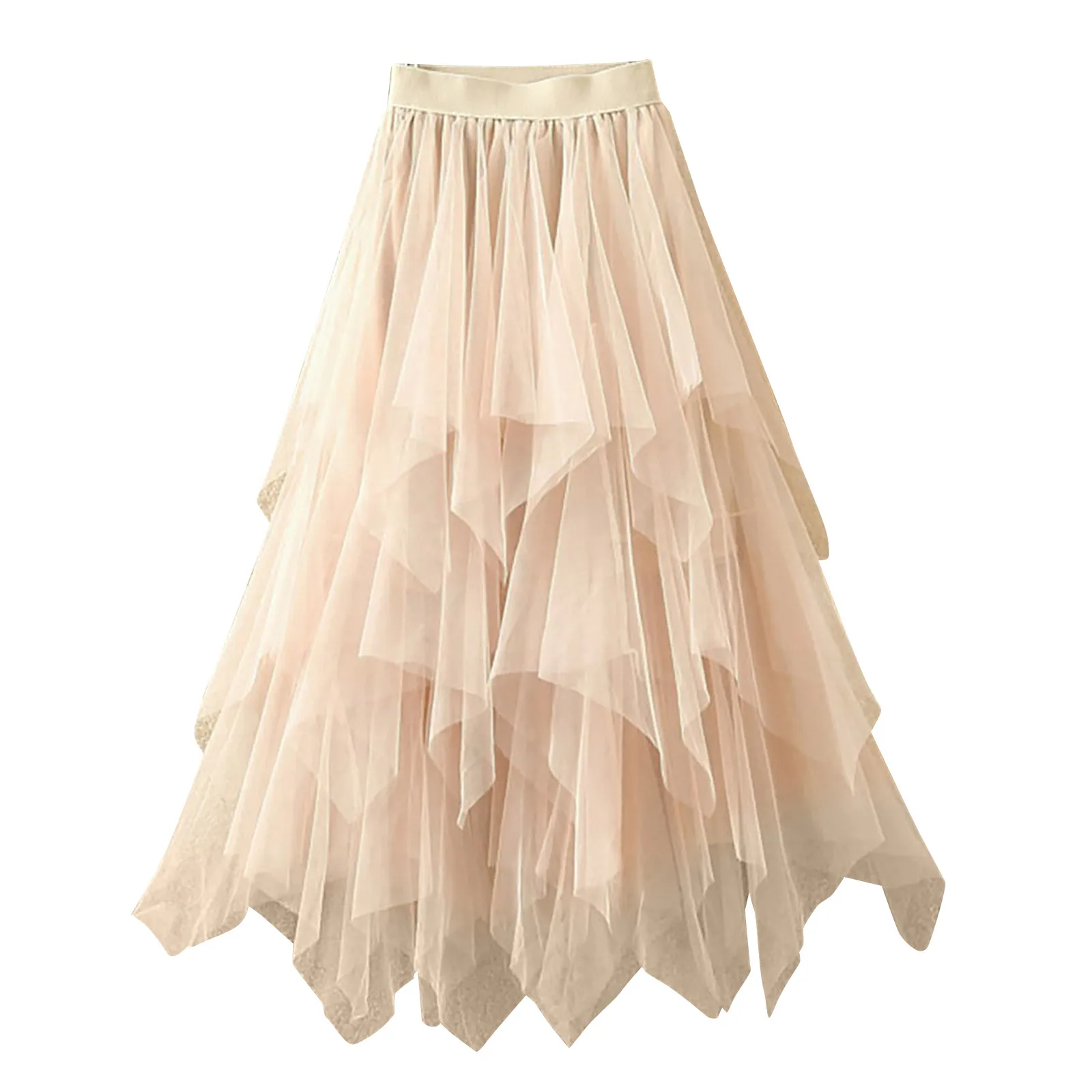 

Elastic Skirt Long A-Line Waist Women Solid Color Skirt Mesh Spring High Gauze Skirt Long skirt faldas largas