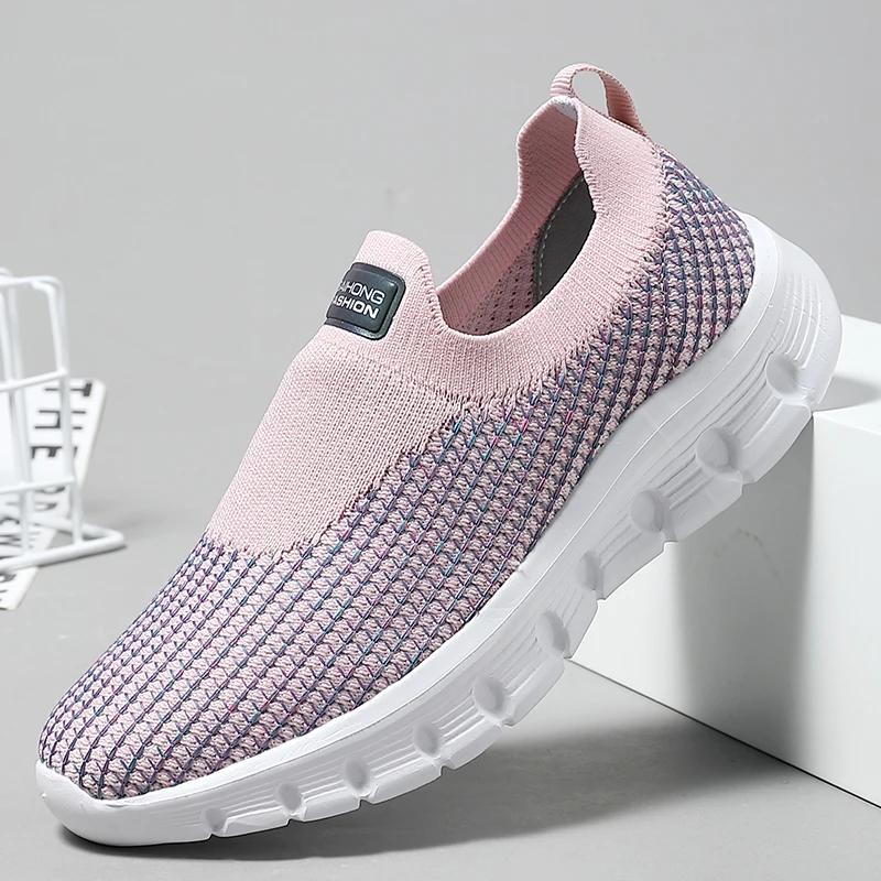 Summer Women Vulcanized Shoes Lightweight Female Casual Shoes Outdoor Breathable Women's Sneakers Non-slip Soft Tennis Slip On