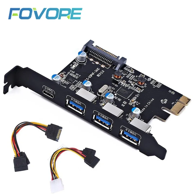 USB PCI Express Card Type C + 3 порта PCIe x1 Адаптер USB3.0 Карта расширения FL1100 Чип для настольных