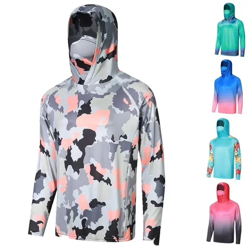 Рубашки для рыбалки мужские солнцезащитные трикотажные изделия с длинными