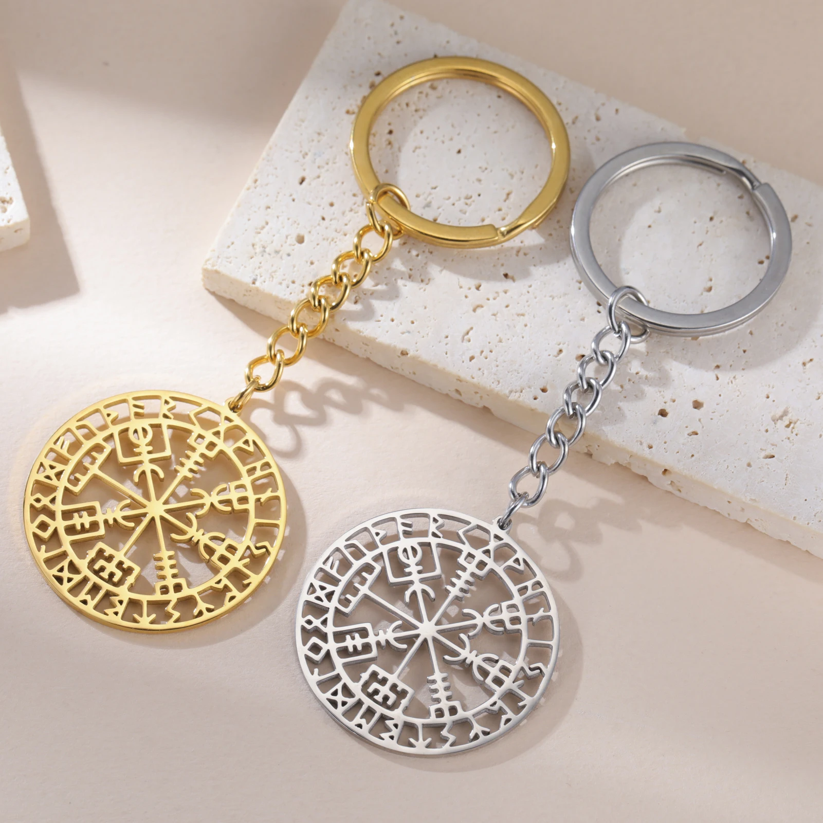 LIKGREAT Vegvisir символ брелок викингов из нержавеющей стали скандинавские руны компас